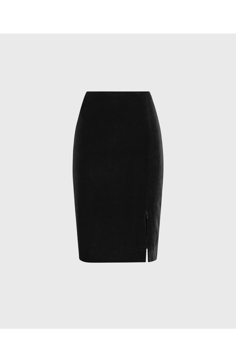 Anne Fontaine Women 's Skirt  Etoile Black Designer Skirt With Adjustable Zippered Waist And Side Slit, Main, color, Black