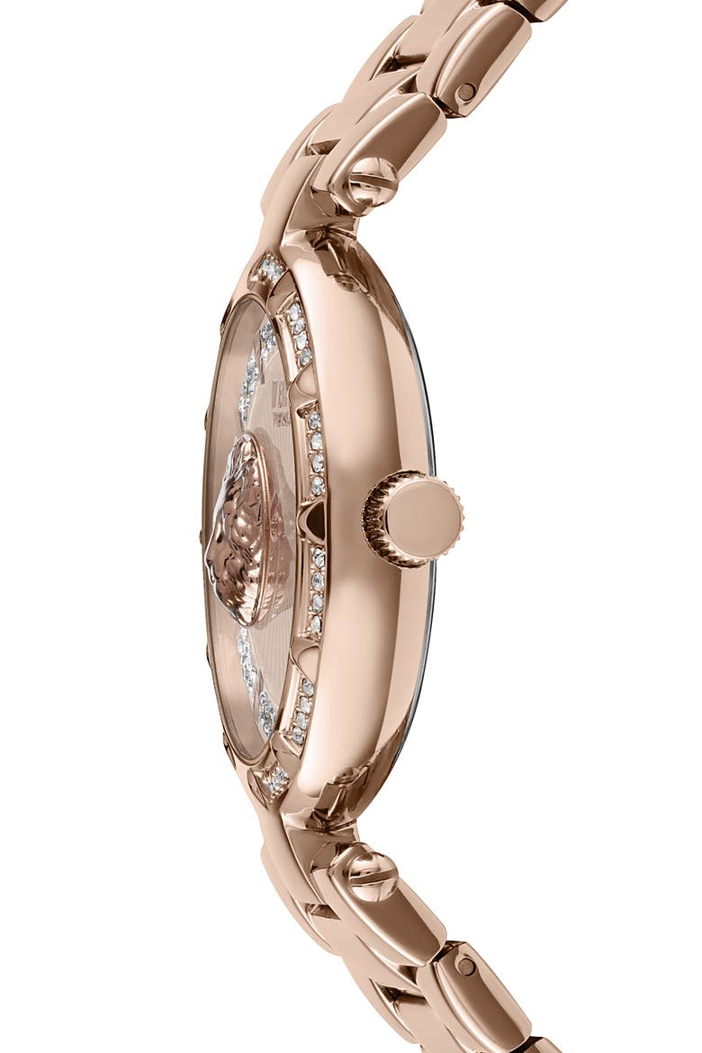 Sertie Rose Gold IP Crystal Embellished Stainless Steel Bracelet Watch, 36mm, Alternate, color, ROSEGOLD