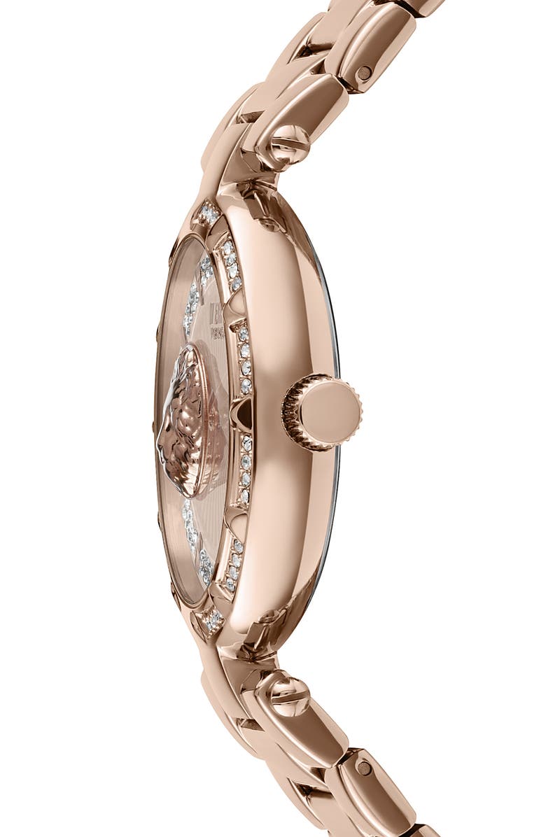 VERSUS Versace Sertie Rose Gold IP Crystal Embellished Stainless Steel Bracelet Watch, 36mm, Alternate, color, 
