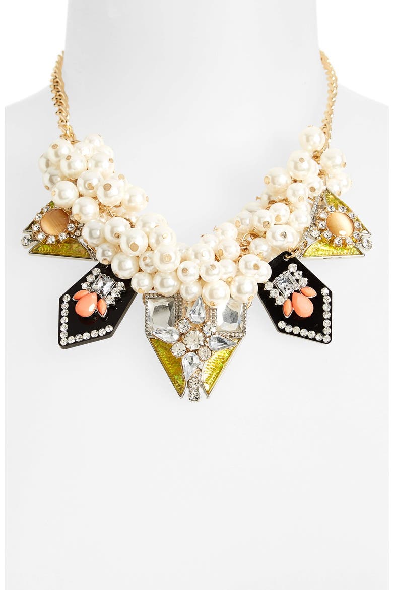 Cluster Stone Collar Necklace, Alternate, color, GOLD MULTI