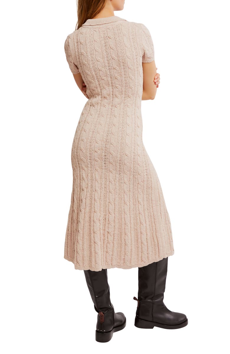 Free People Amory Cable Stitch Midi Dress, Alternate, color, Sand Dollar