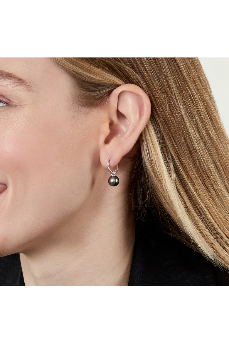 Tahitian South Sea Pearl Hoop Via Earrings, Alternate, color, White Gold