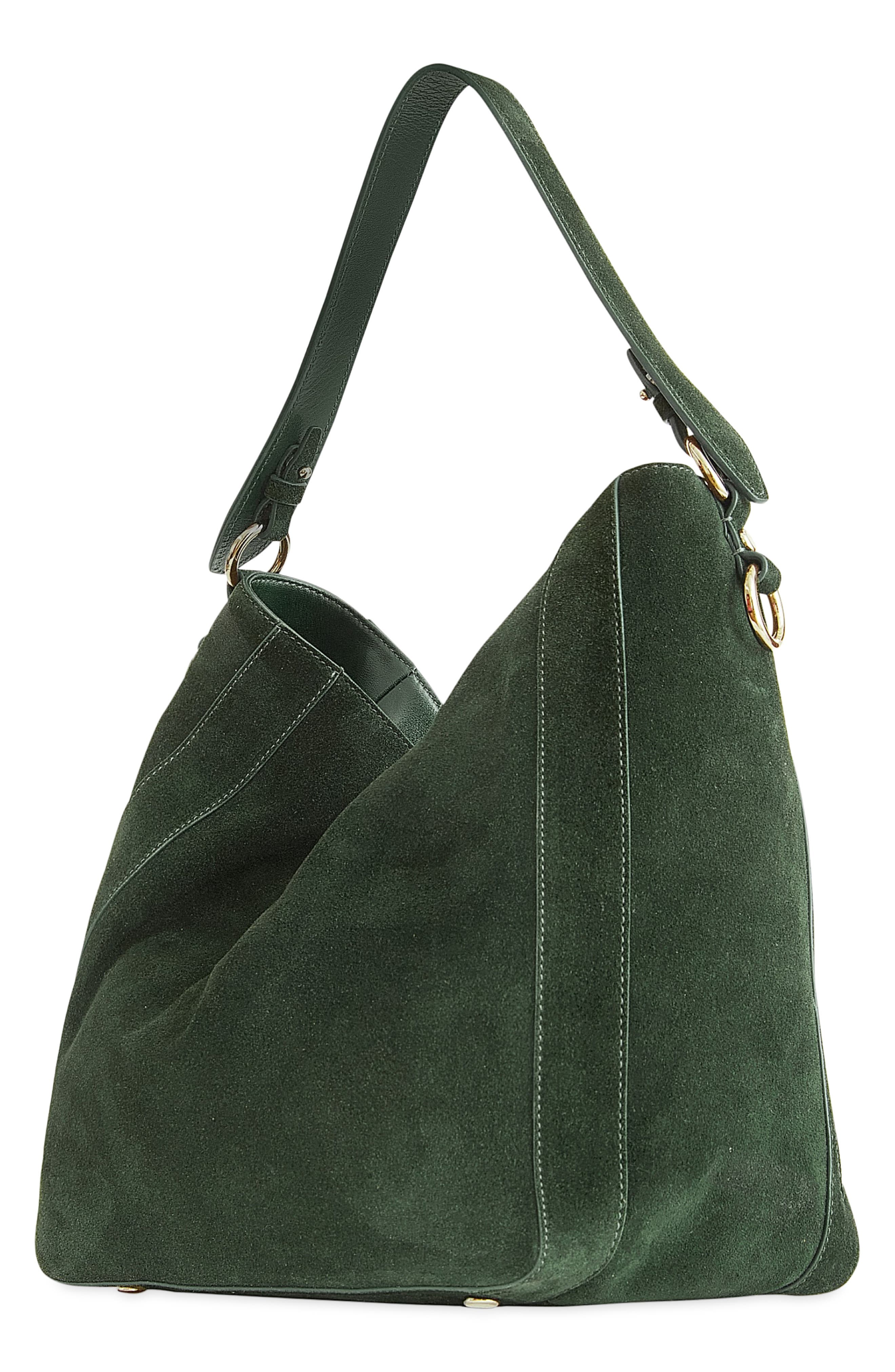 Rebecca Minkoff Mab Suede Hobo Bag, Alternate, color, Veridian