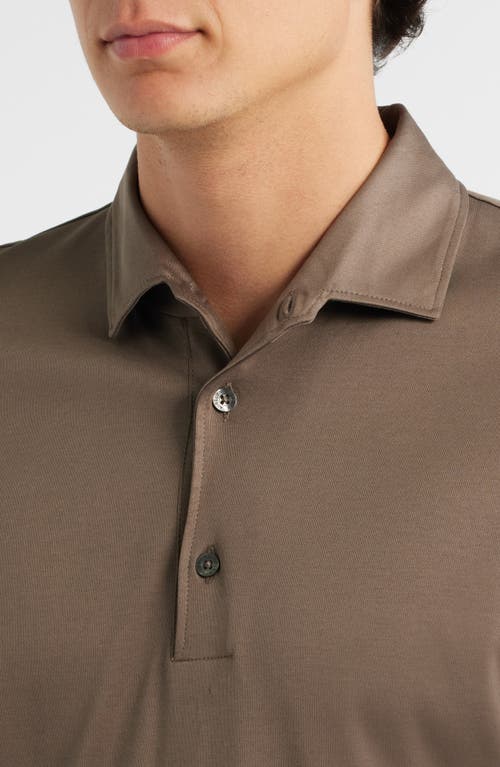 Aurélien Mercerized Cotton Long Sleeve Polo In Brown