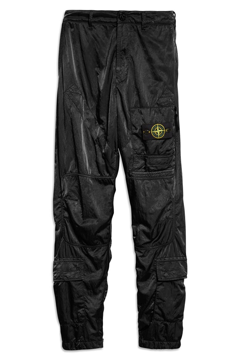 Logo Patch Nylon Cargo Pants, Alternate, color, BLACK