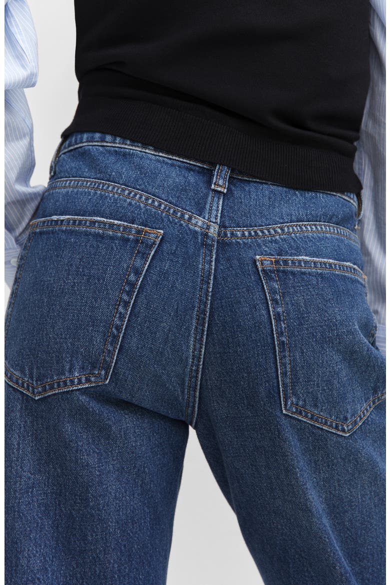 Raw Hem Crop Straight Leg Jeans, Alternate, color, DARK BLUE