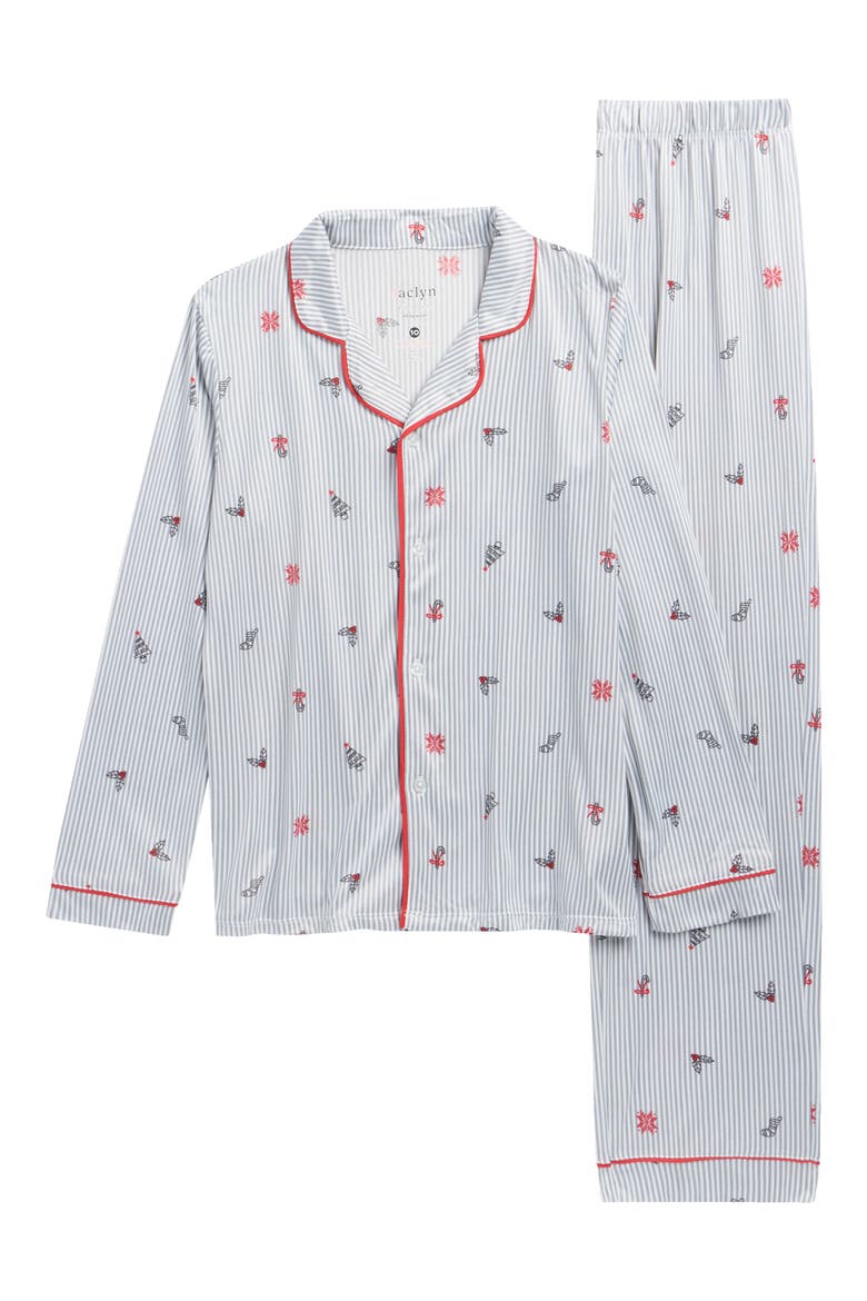 Kids' Holiday Stripe Fitted Two-Piece Pajamas, Main, color, HOLIDAY ICON STRIPE