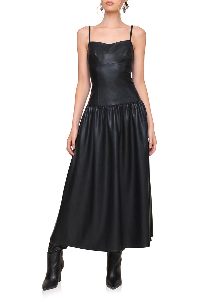 Faux-Ever Leather™ Midi Dress, Main, color, BLACK