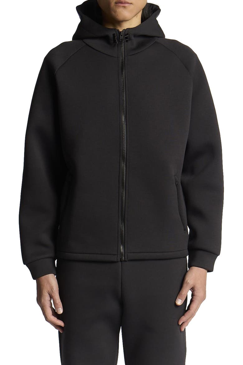 Neoprene Zip Through Hoodie, Alternate, color, Jet Black