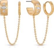 Ettika Double Piercing Chain Drop Earrings