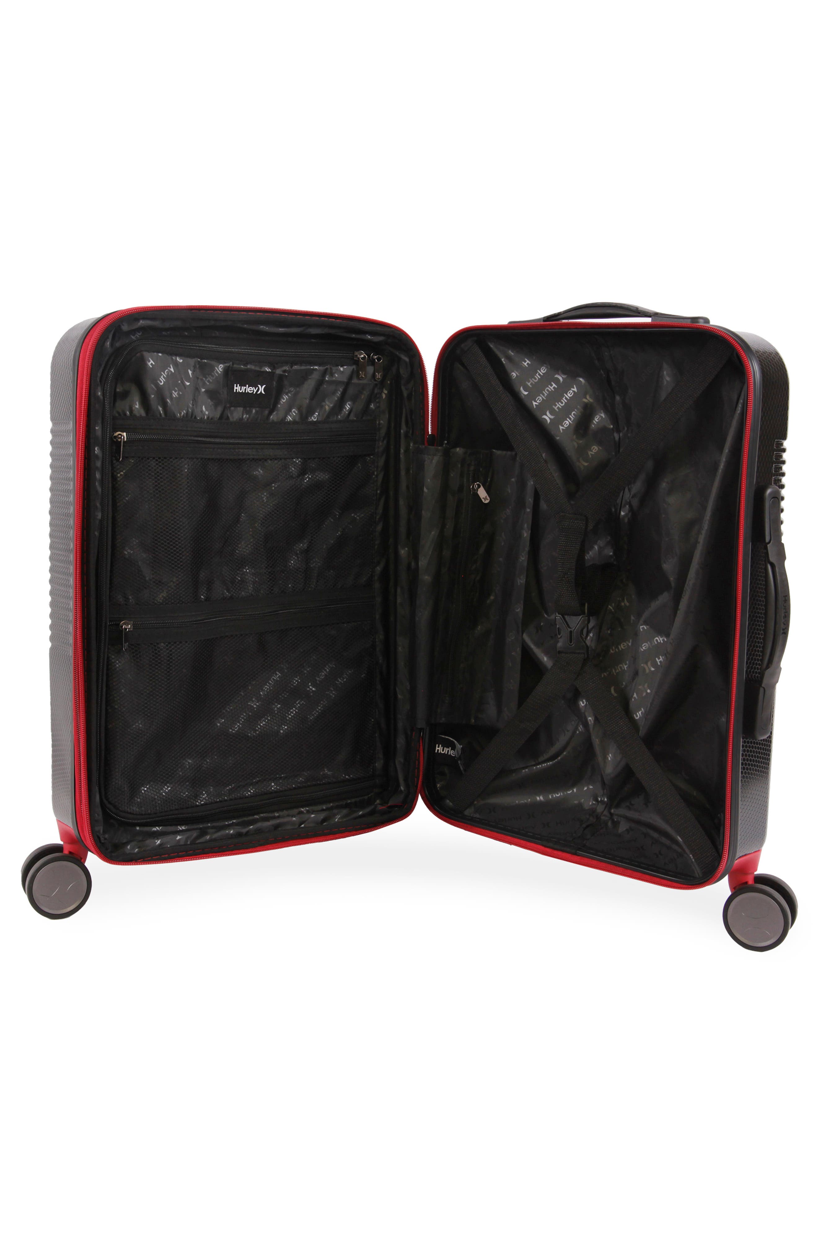 Hurley Looper 21" Hardshell Spinner Suitcase, Alternate, color, Black/ Red