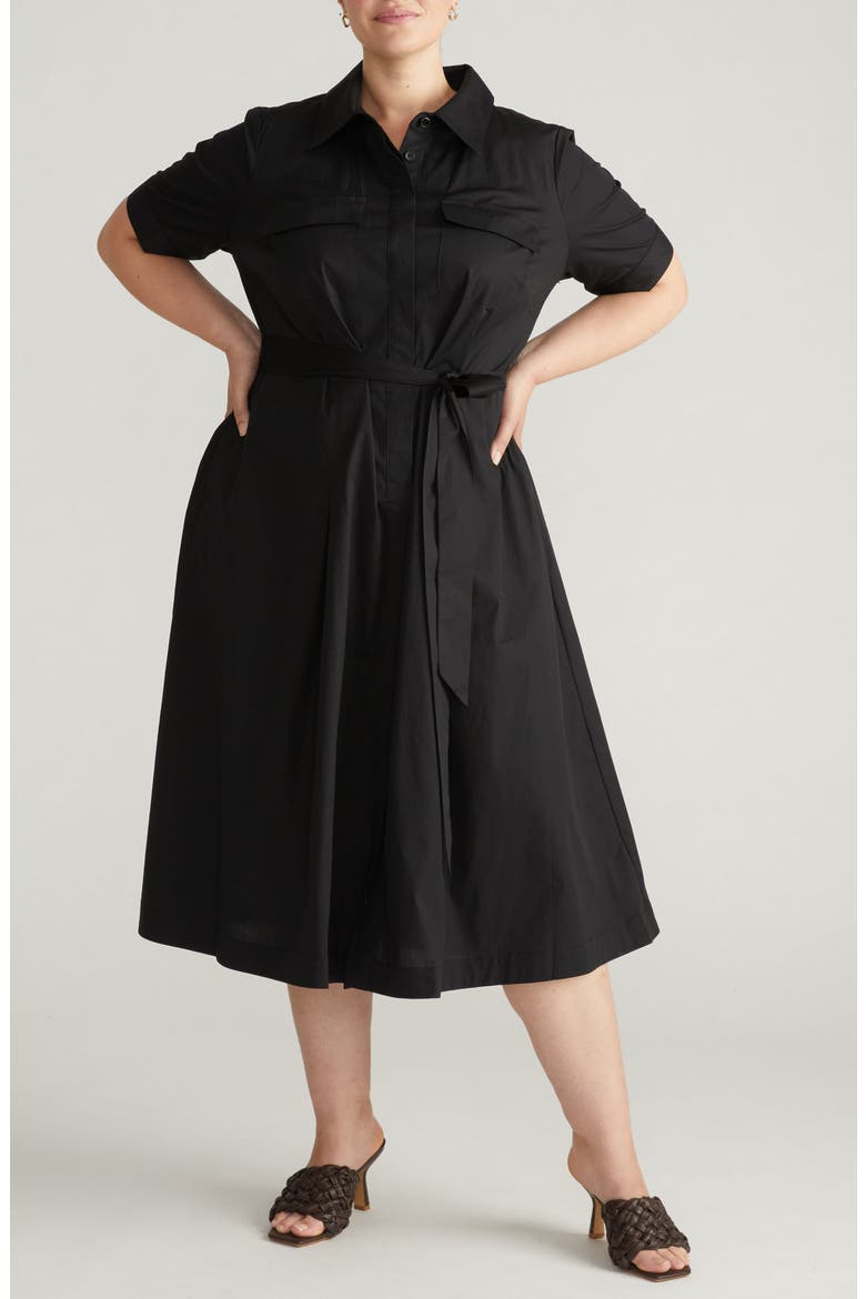 City Poplin Maxi Shirtdress, Main, color, BLACK