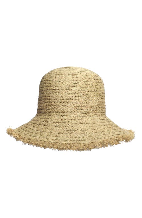 Frances Valentine Raffia Frayed Edge Bucket Hat In Neutral
