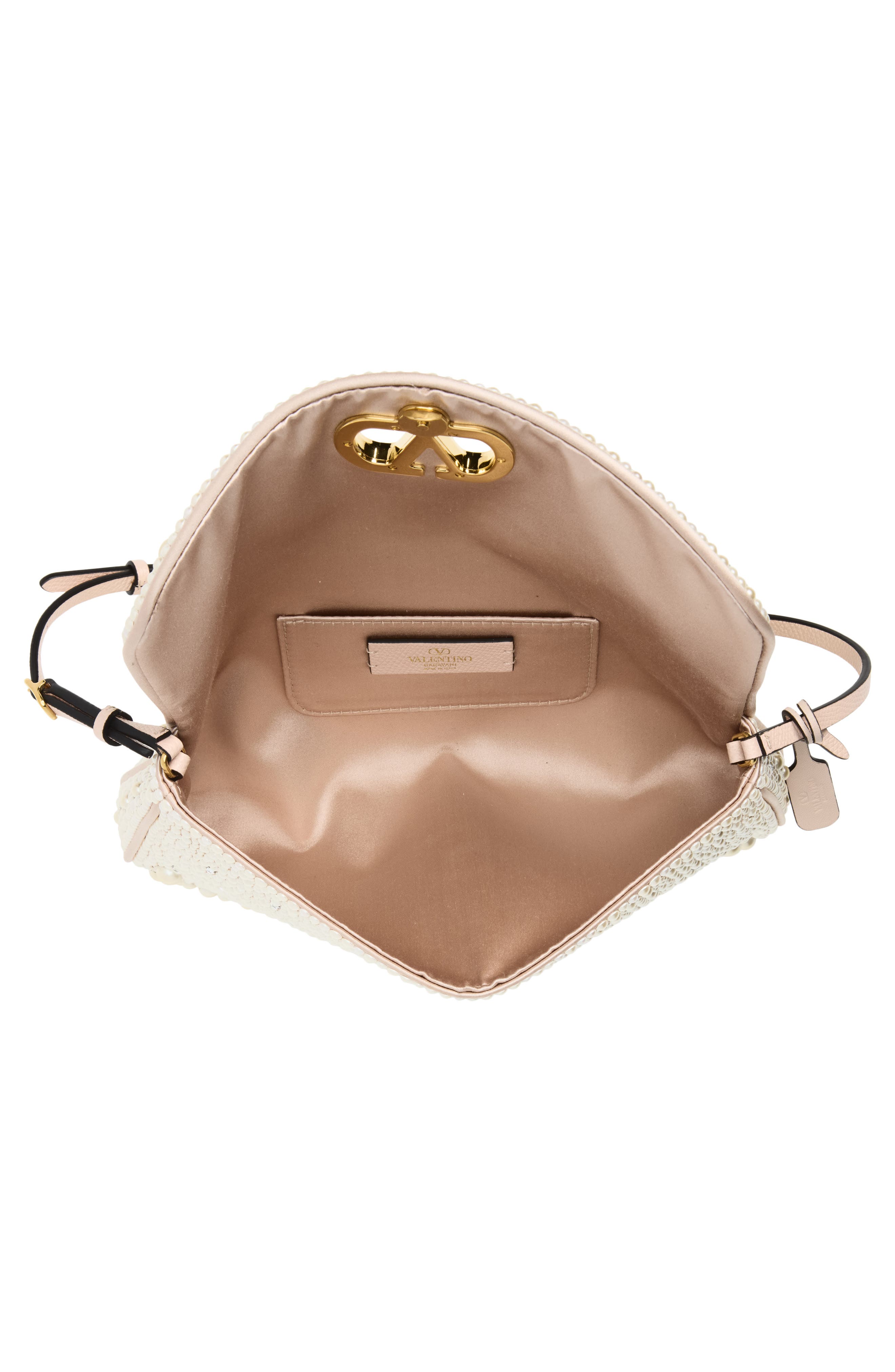 Small Devain Faux Pearl Clutch, Alternate, color, CREAM
