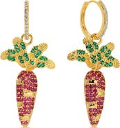 EYE CANDY LOS ANGELES Carrot Cubic Zirconia Drop Huggie Hoop Earrings