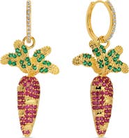 EYE CANDY LOS ANGELES Carrot Cubic Zirconia Drop Huggie Hoop Earrings