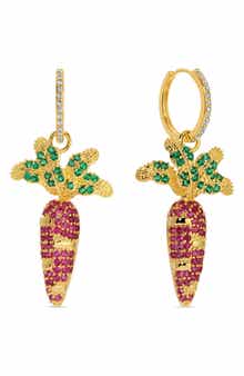 EYE CANDY LOS ANGELES Carrot Cubic Zirconia Drop Huggie Hoop Earrings