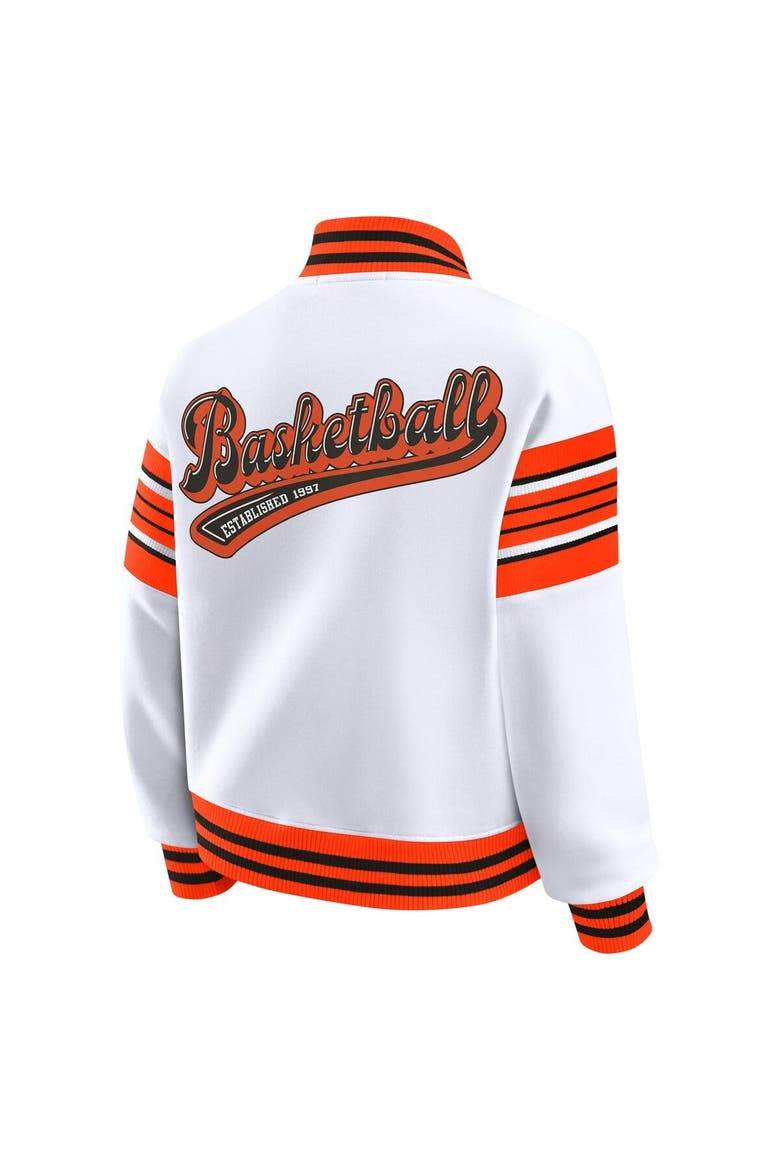 Women's WEAR by Erin Andrews White/Orange WNBA Full-Snap Fleece Sweatshirt Jacket, Alternate, color, White