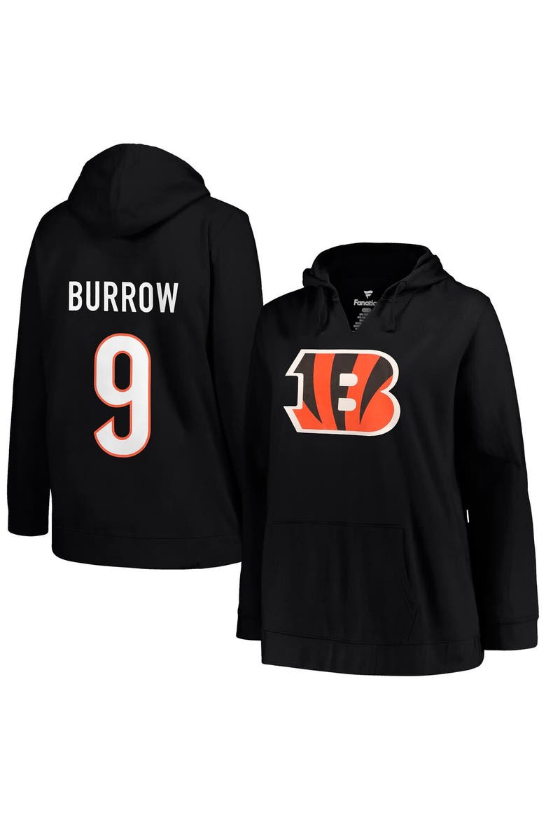 Women's Profile Joe Burrow Black Cincinnati Bengals Plus Size Player Name & Number Pullover Hoodie, Alternate, color, Black