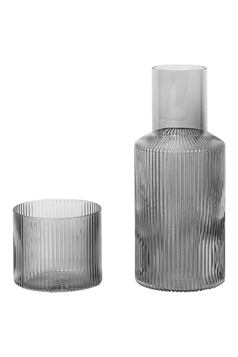 Small Ripple Carafe Set, Main, color, SMOKED GREY