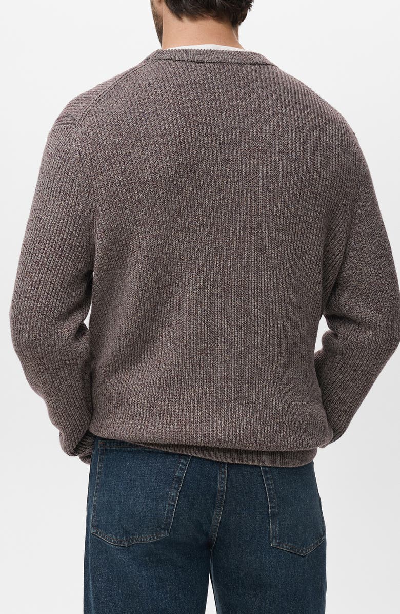 MANGO Marled Cotton Crewneck Sweater, Alternate, color, Wine