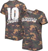 INDUSTRY RAG Women's Majestic Threads Justin Herbert Camo Los Angeles Chargers Name & Number V-Neck Tri-Blend T-Shirt