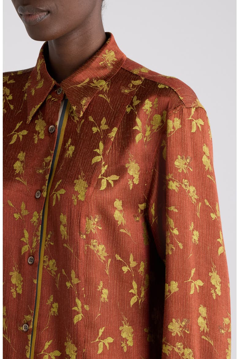 Chloris Embroidered Floral Shirt, Alternate, color, RUST