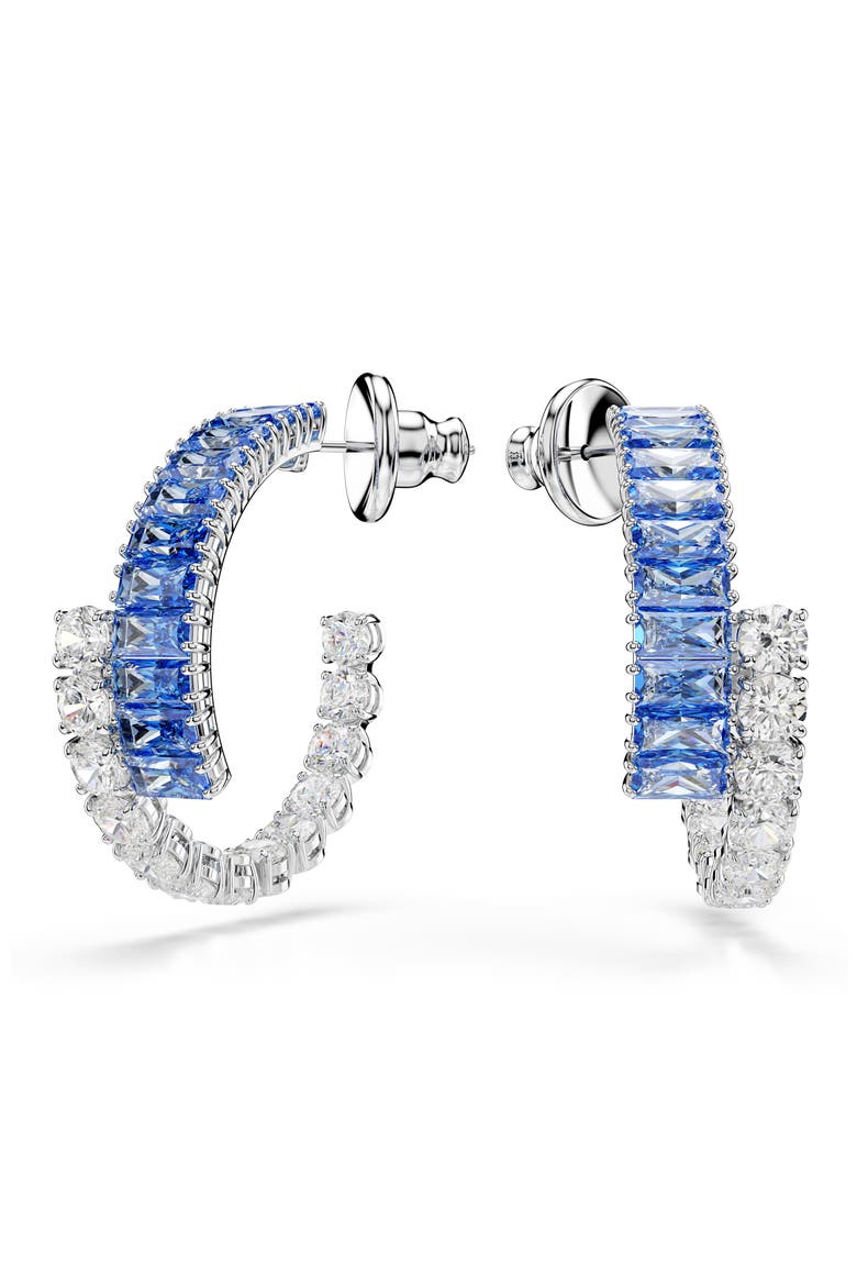 Matrix Hoop Earrings, Main, color, BLUE/ SILVER
