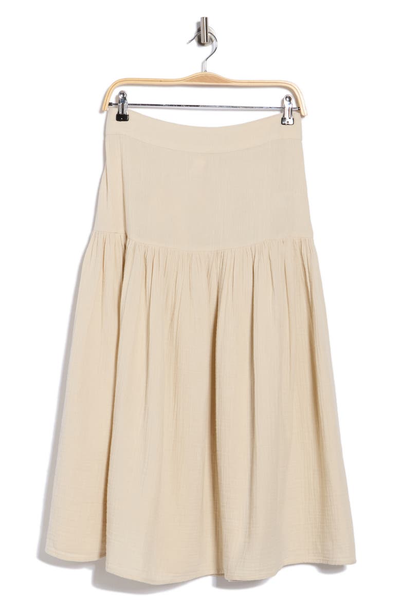 Cotton Gauze Tiered Midi Skirt, Alternate, color, BEIGE RAINY DAY