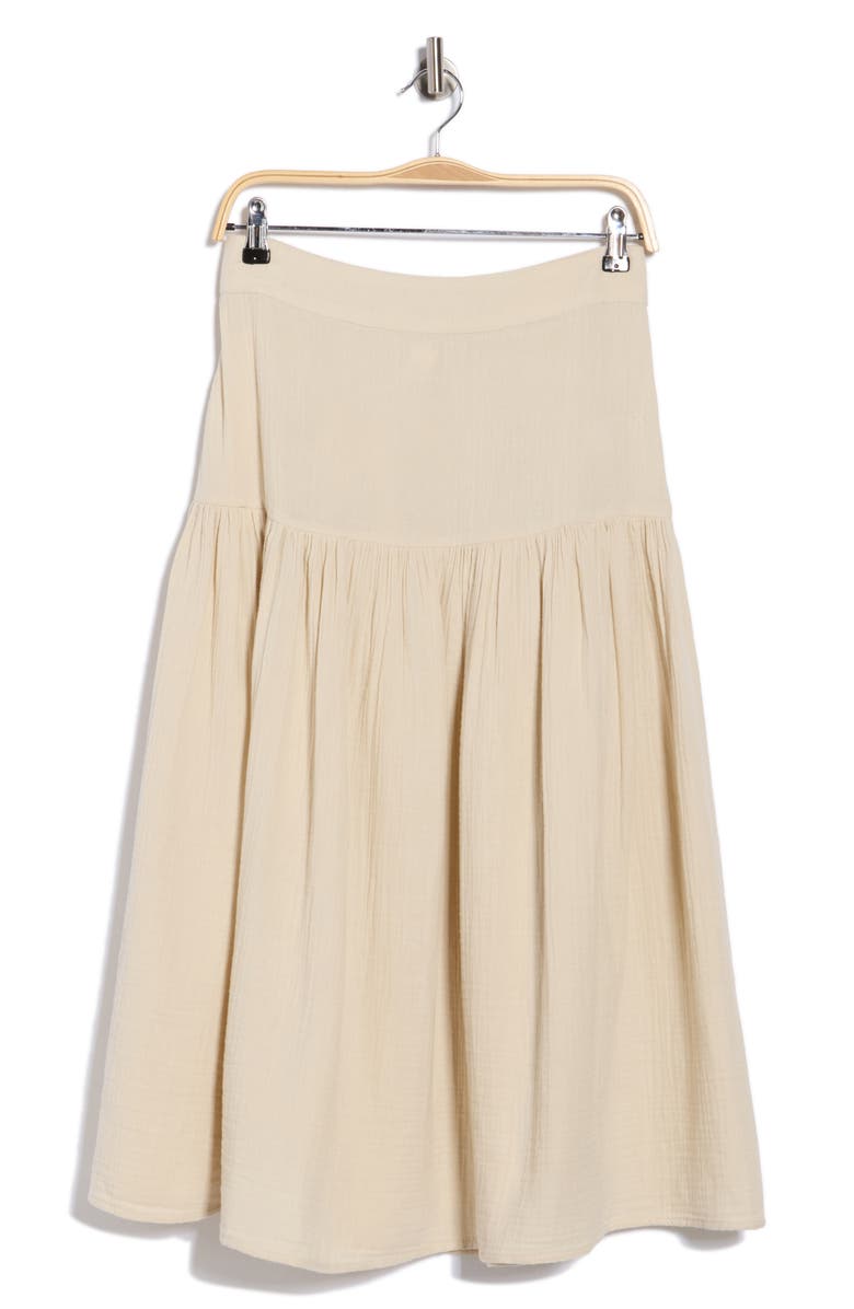 Caslon<sup>®</sup> Cotton Gauze Tiered Midi Skirt, Main, color, Beige Rainy Day