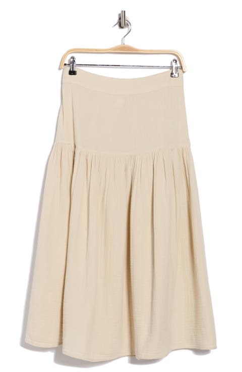 Cotton Gauze Tiered Midi Skirt