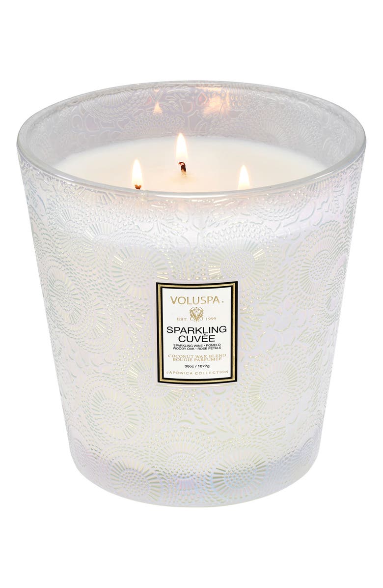 Voluspa Sparkling Cuvée Three-Wick Hearth Candle, Alternate, color, 
