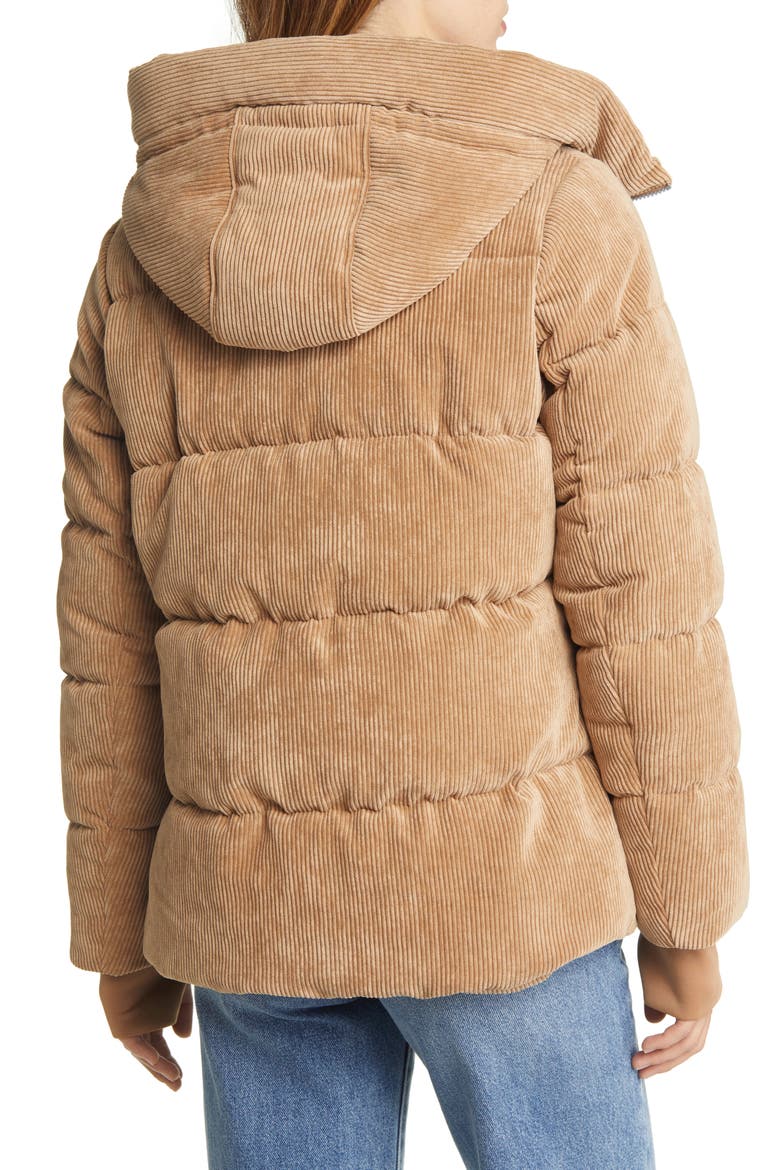 Hooded Corduroy Puffer, Alternate, color, CAMEL