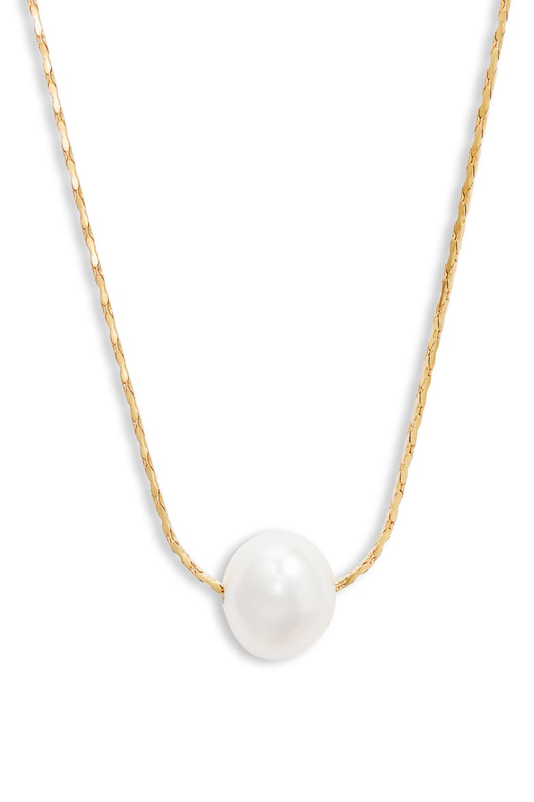 Demi Fine Freshwater Pearl Pendant Necklace, Main, color, WHITE- GOLD