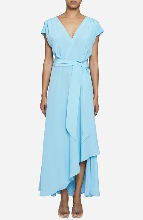 FALLON Cap Sleeve Midi Dress in Silk Crepe de Chine