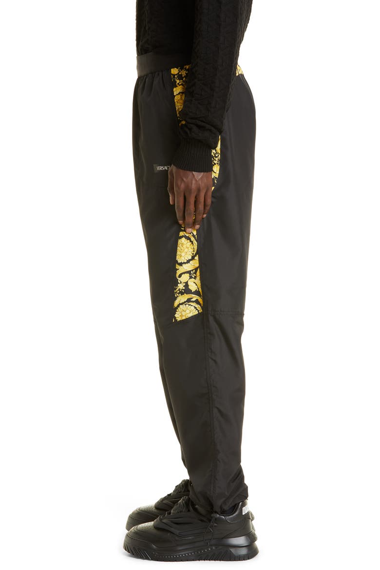 Men's Medusa Side Stripe Track Pants, Alternate, color, BLACK/ PRINT