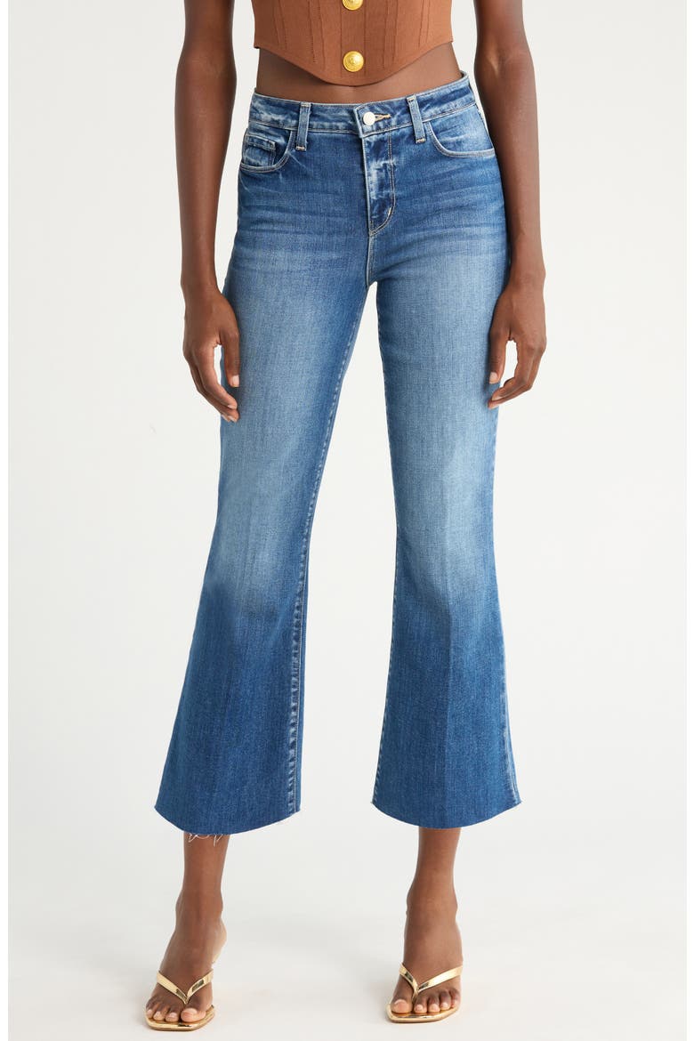 Kendra Raw Hem Crop Flare Jeans, Main, color, CAMBRIDGE