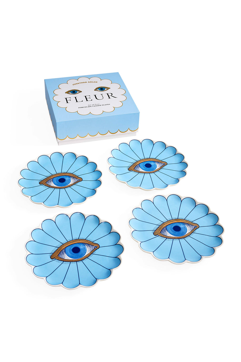 Fleur Canapé Plate Set, Alternate, color, Blue / Gold