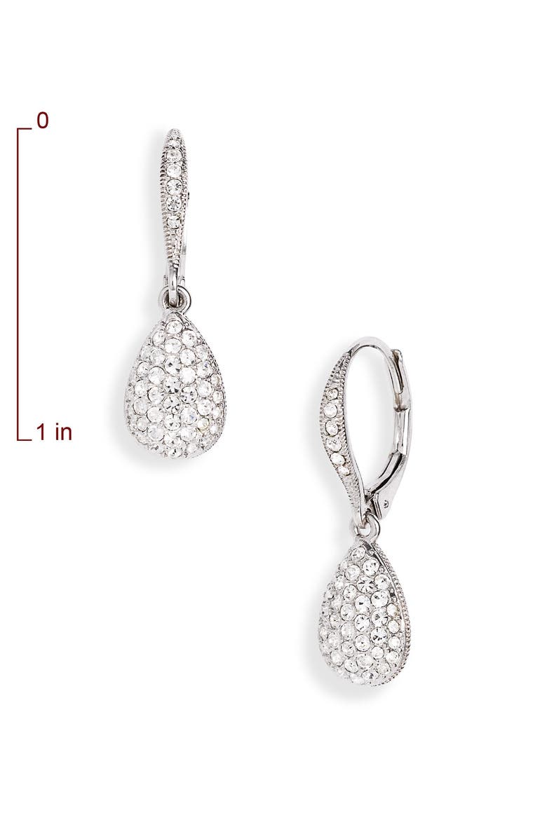 Pavé Teardrop Earrings, Alternate, color, RHODIUM