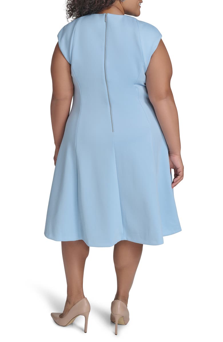 Calvin Klein Cap Sleeve Scuba Knit Fit & Flare Dress, Alternate, color, Light Bayou