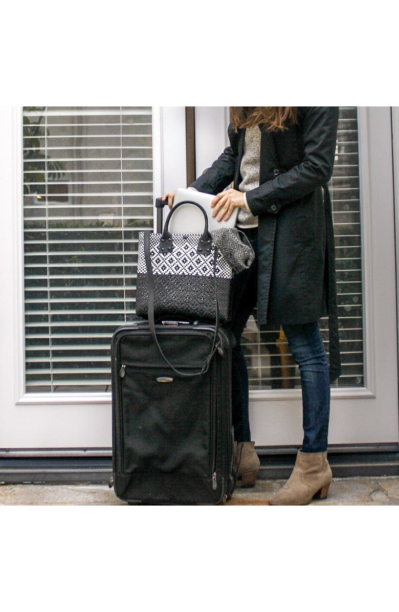 Tin Marin Black Large Woven Crossbody Bag, Alternate, color, Black Leather Straps