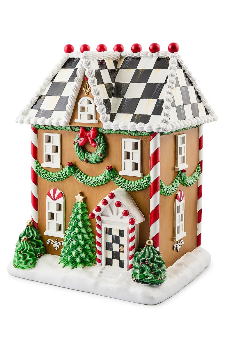 MACKENZIE CHILDS Holly Village Illuminated Gingerbread Townhouse, Alternate, color, Brown