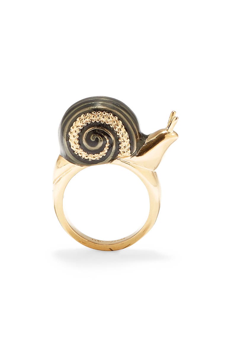Snail Ring, Alternate, color, 12K SOFT POLISH GOLD/CRYSTAL
