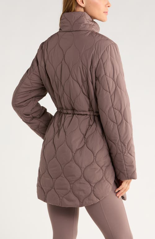 Zella Skyline Longline Quilted Jacket In Purple