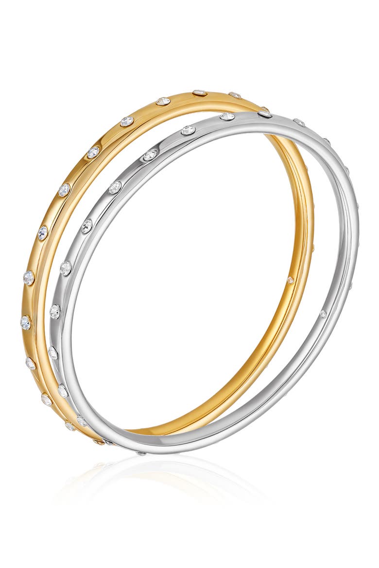 2-Pack Cubic Zirconia Bangle Bracelet, Alternate, color, GOLD TONE