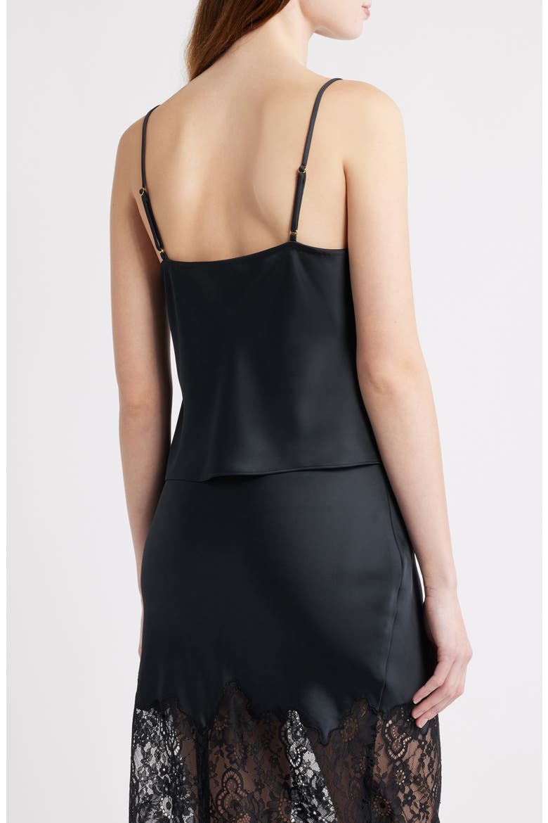 Constantina Lace Trim Satin Camisole, Alternate, color, BLACK