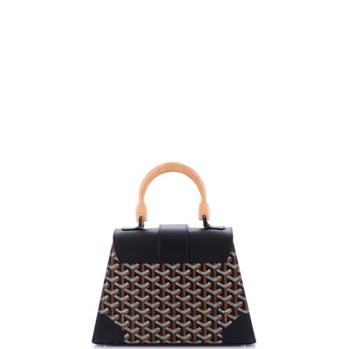 Pre-owned Goyard  Goyard Saigon Top Handle Bag Coated Canvas With Leather Pm In Black