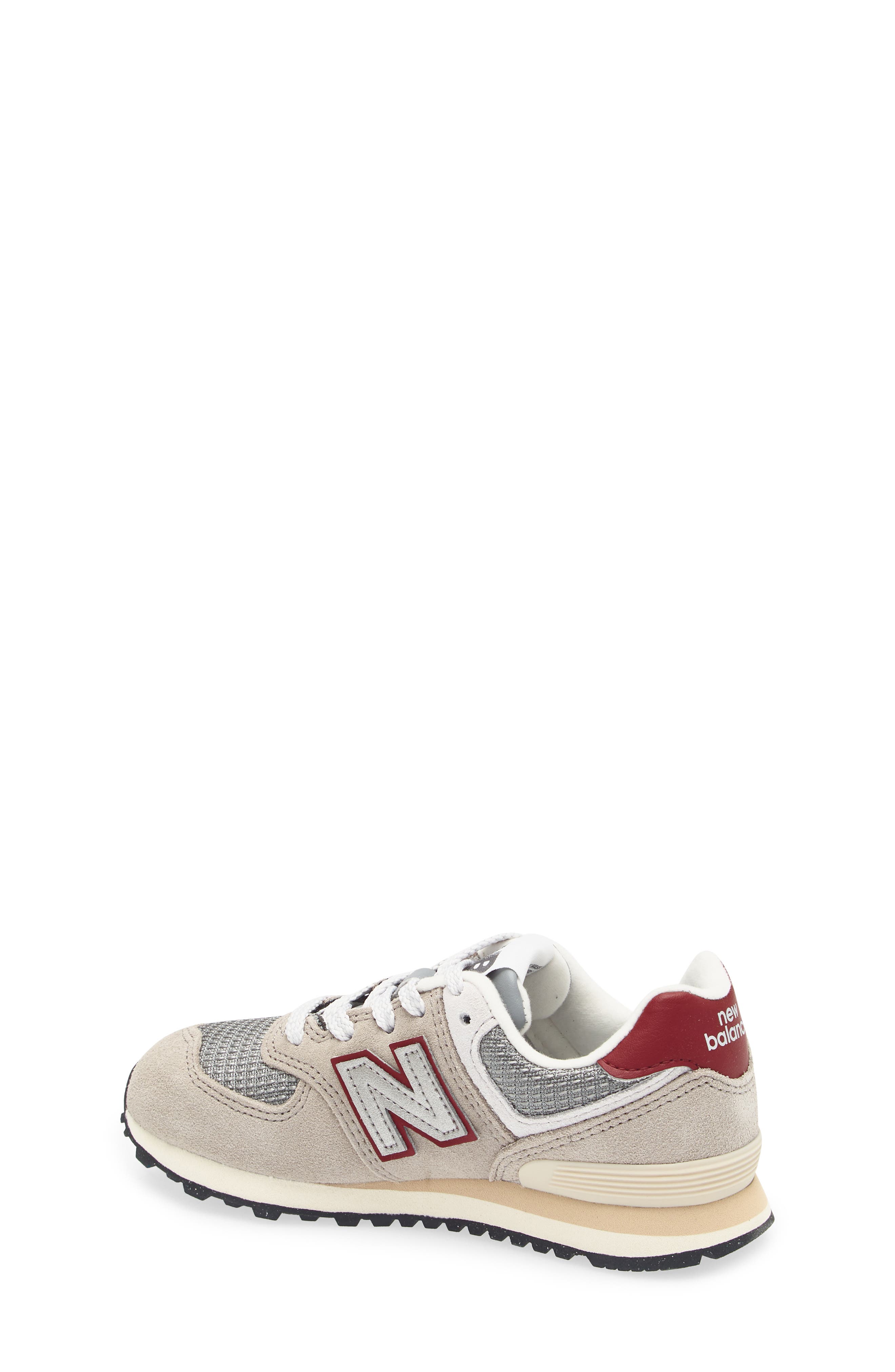 Kids' 574 Classic Sneaker, Alternate, color, ARID STONE/ MONARCH BURGUNDY