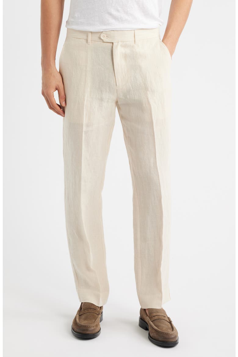 Flat Front Linen Chinos, Main, color, CREAM
