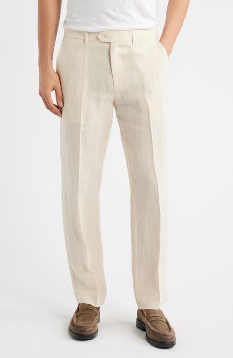 Flat Front Linen Chinos